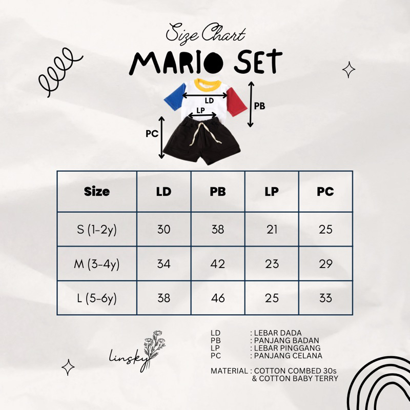 LINSKY BABY - Mario Set Setelan Anak Unisex Colorblock