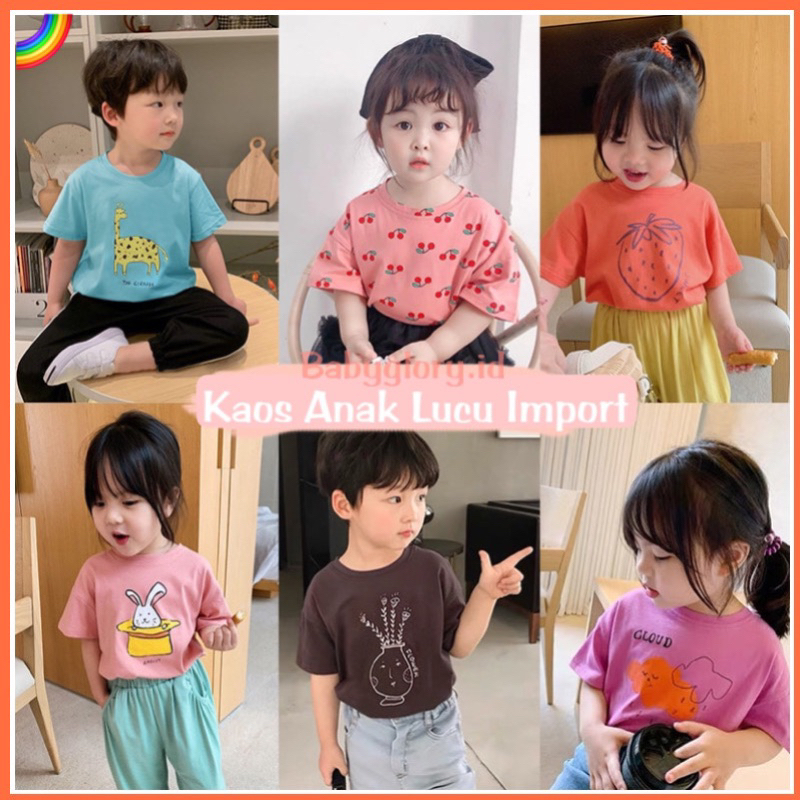 Kaos Atasan Anak Perempuan Laki Laki Korea Lengan Pendek Import