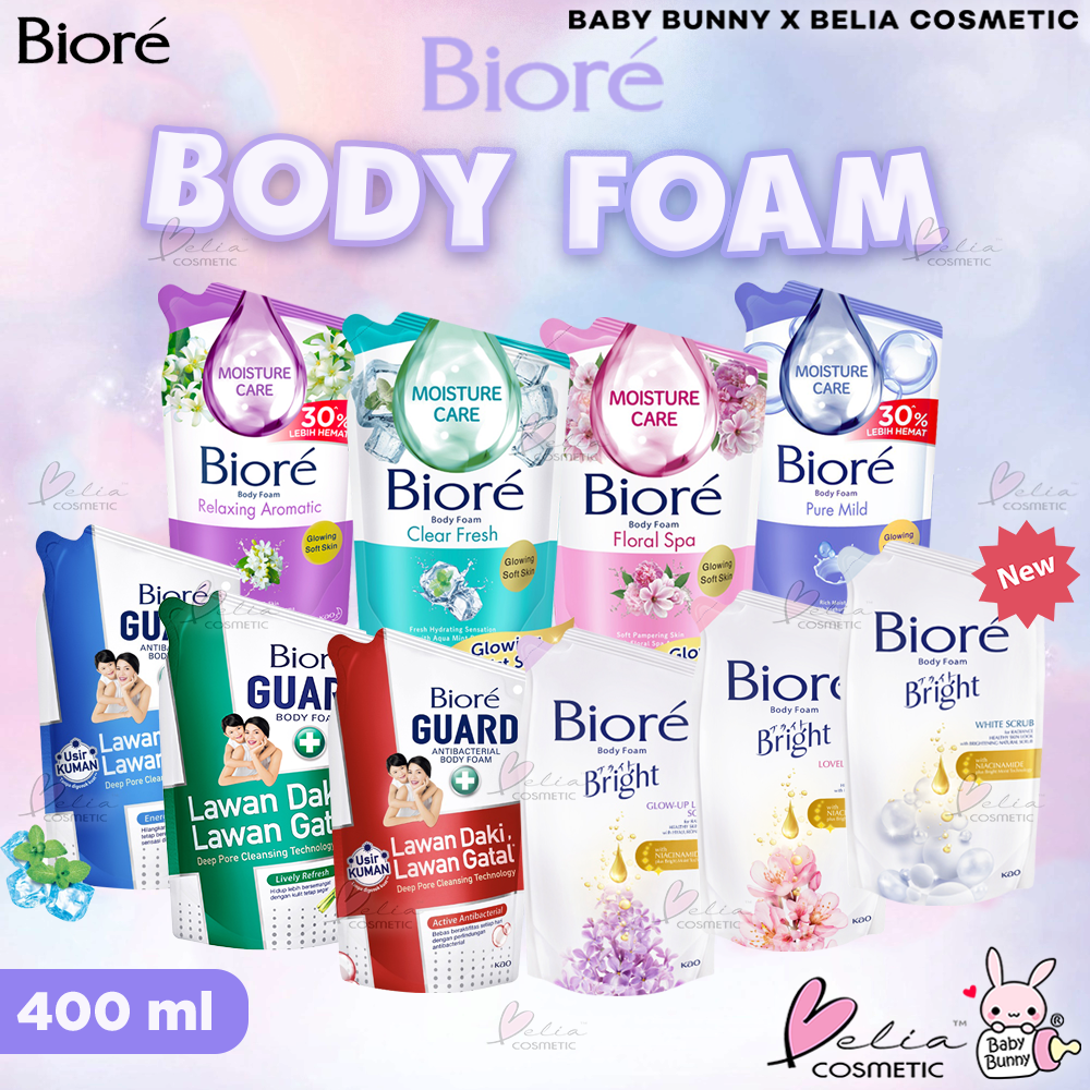❤ BELIA ❤ BIORE Body Foam 400ml | Refill Sachet | Moisture Care | Guard Antibacterial | Sabun Mandi Cair Body Wash | BABY BUNNY