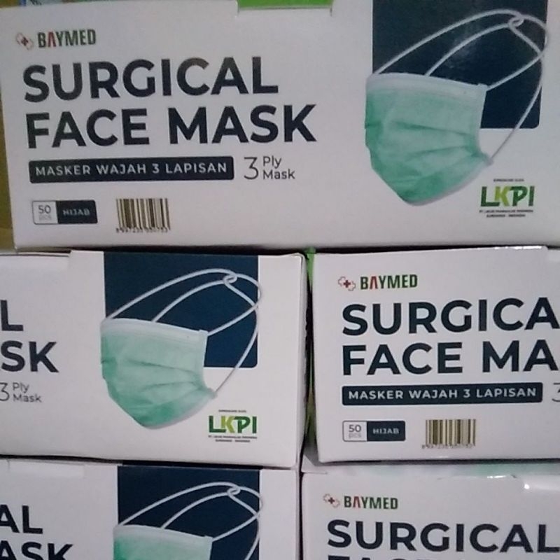 masker baymed surgical face mask hijab, headloop, jilbab isi 50