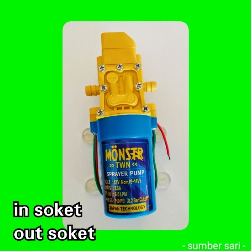 pompa air 12 volt 110 PSI 6 Lpm soket soket MONSTAR