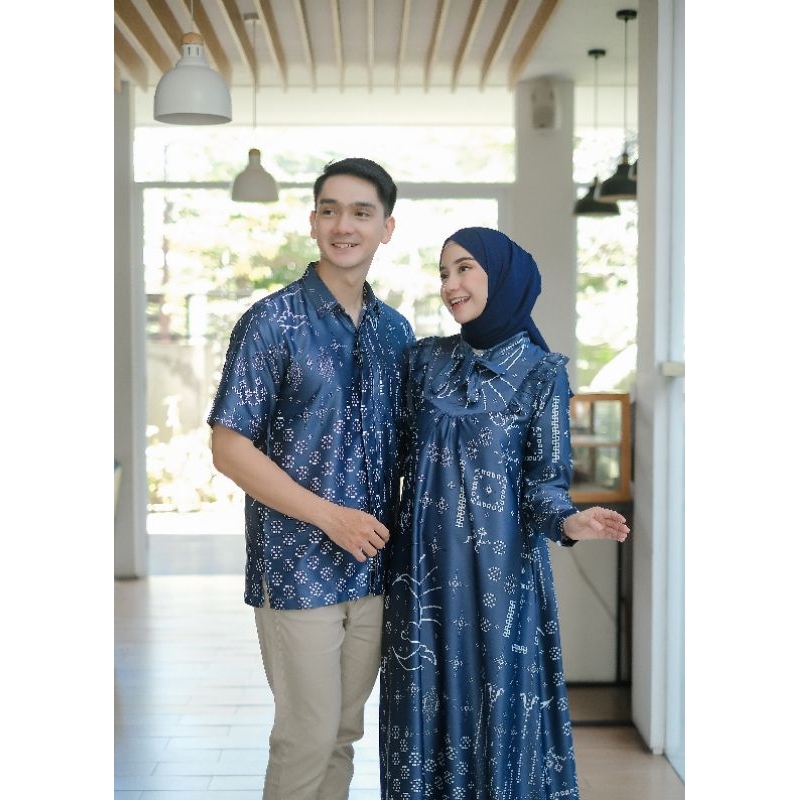 Baju Muslim Gamis Camilla Couple Motif Silk