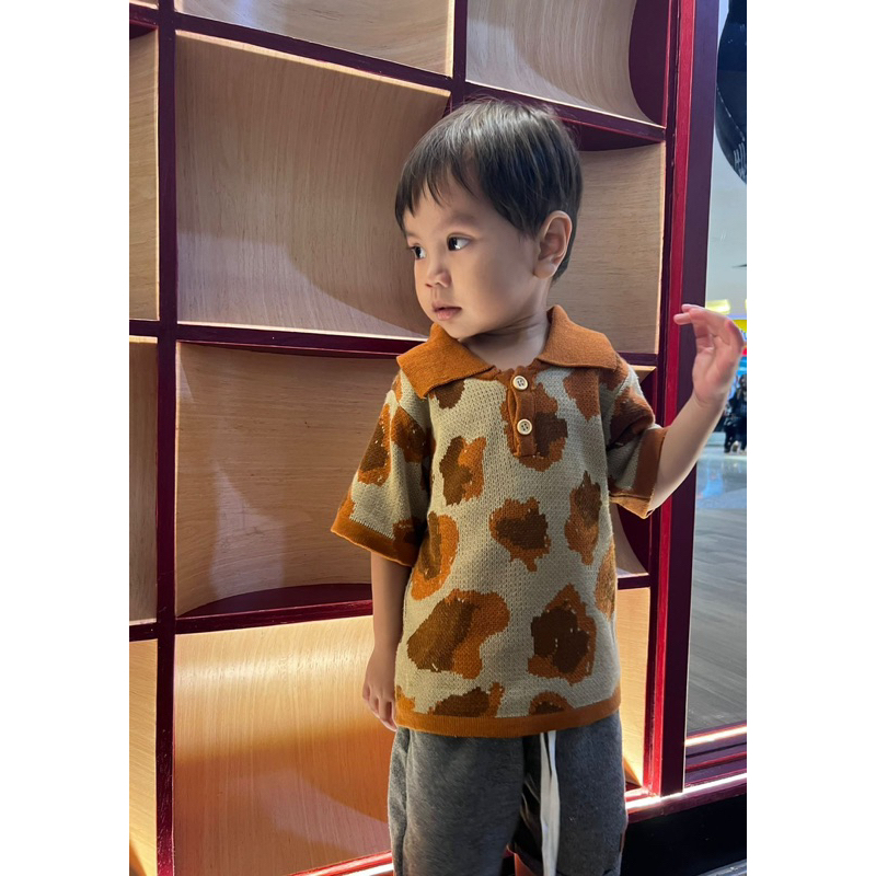 LITTLECAIM - LEOPARD POLO KNIT | polo knit anak