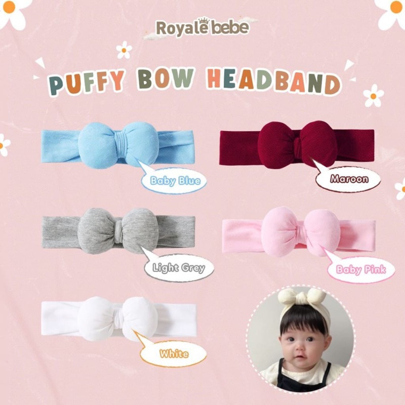 Royale Bebe Puffy Bow Headband Bendo Anak Pita