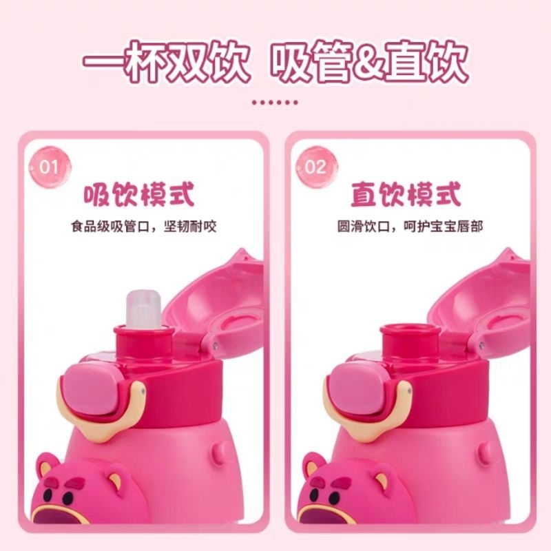 Botol Minum Dual Fungsi / DISNEY Straw Direct Drinking Water Bottle 580ML WD-4509 with Squishy