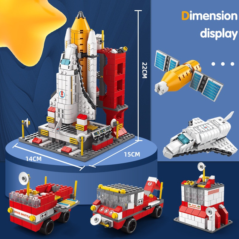 【COD】Nano Block Brick Rocket Kotak Pesawat Ulang-alik Peluncuran Roket 3D Puzzle Mainan Balok Susun