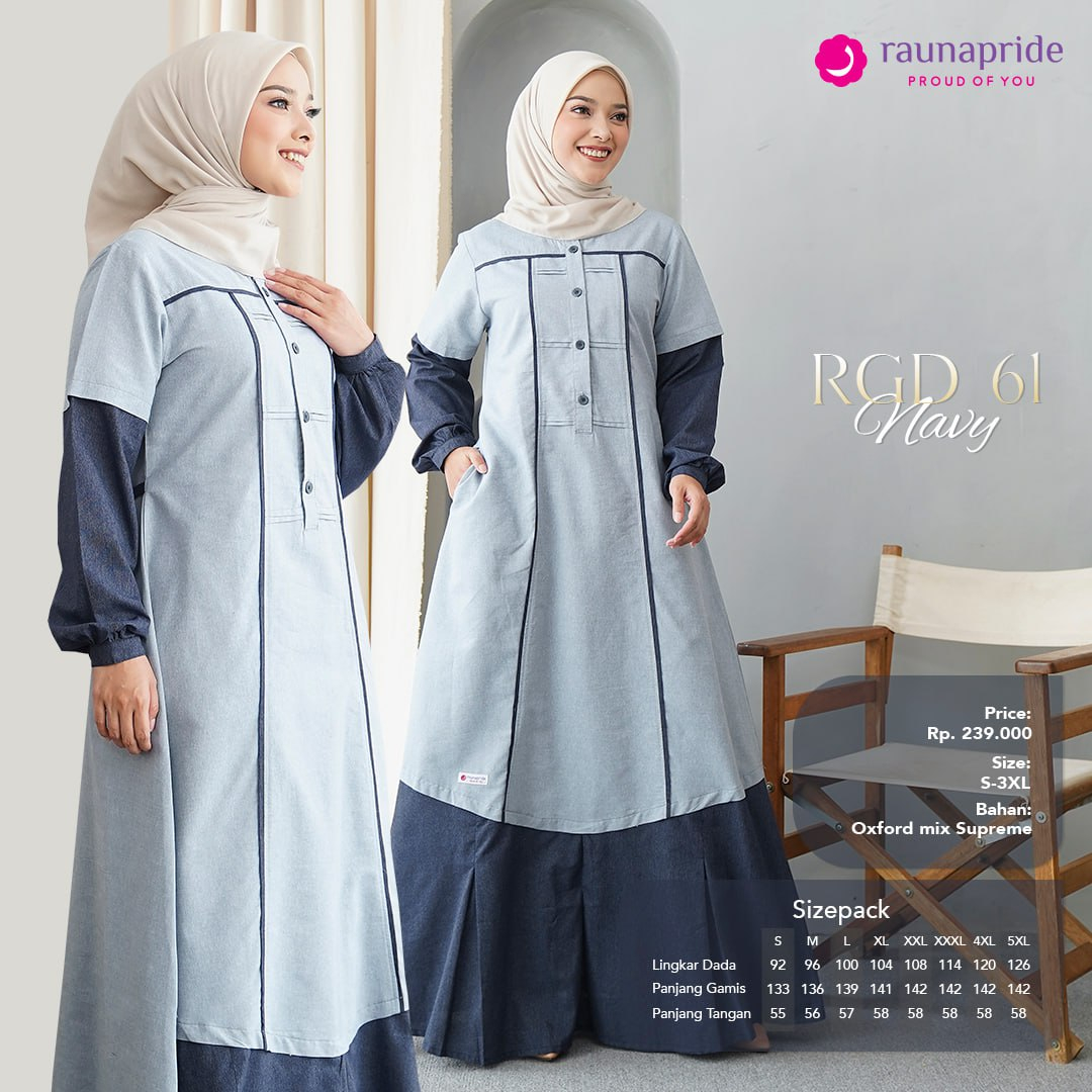 Rauna Baju  Gamis Wanita Dewasa  Katun / RGD-61 / Fashion Muslim