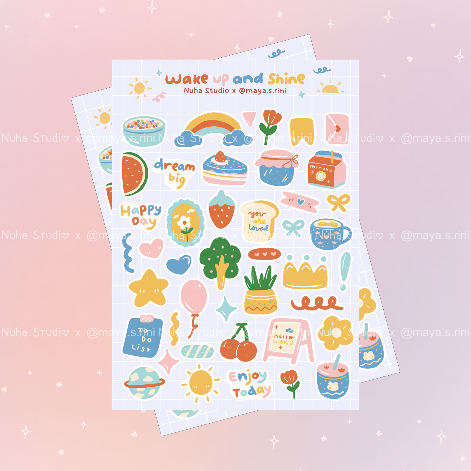 

Sticker by maya.s.rini | Wake up and Shine Bujo Deco Bunga Pelangi Roti Todo Hello Bunga Gelas Love Surat | Aesthetic Sticker Estetik Stiker HP Laptop Botol Cute Waterproof Scrapbook Diary Journal Bujo Anti Air