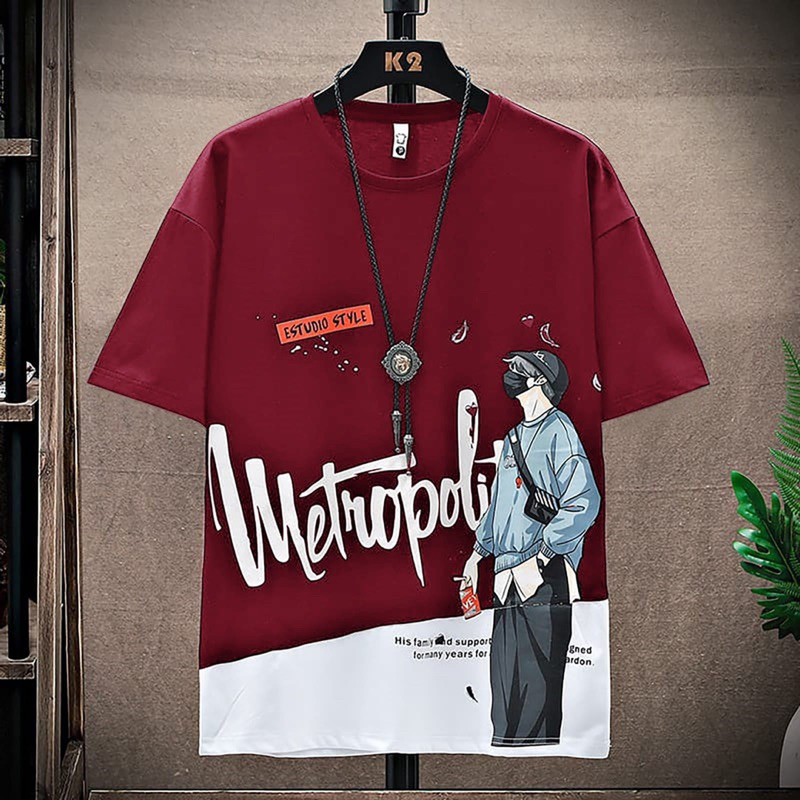 ATASAN KAOS PRIA LENGAN PENDEK METROPOLIS BAJU COWOK FASHION KEKINIAN