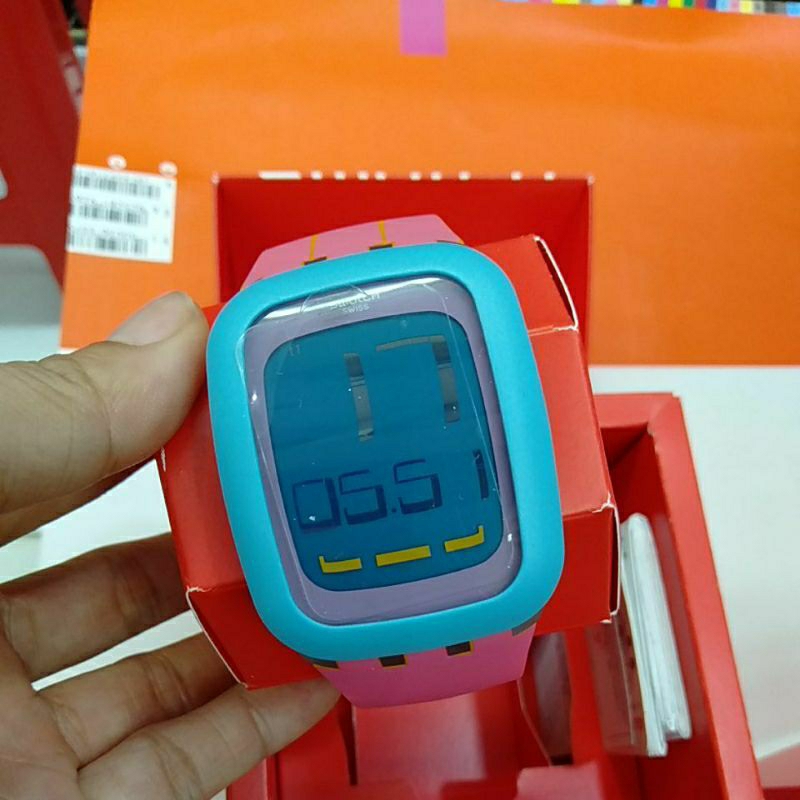 Swatch Touchscreen Jam Tangan Karet SURS103 Peche Melba Original