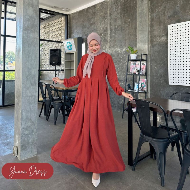 YUANA DRESS SIMPEL_ REMPEL MODEL TERBARU