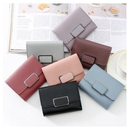 Dompet Trendy Korea Wanita Lipat IMPORT Fashion Tas Mini Wallet Kecil Kulit Cewek Pendek Polos Murah [MF]