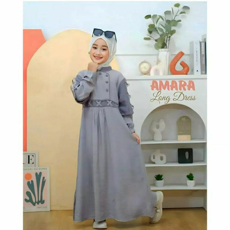 Amara maxy kids gamis anak terbaru usia 5-14 tahun / gamis anak lebaran model kekinian / gamis anak model korea