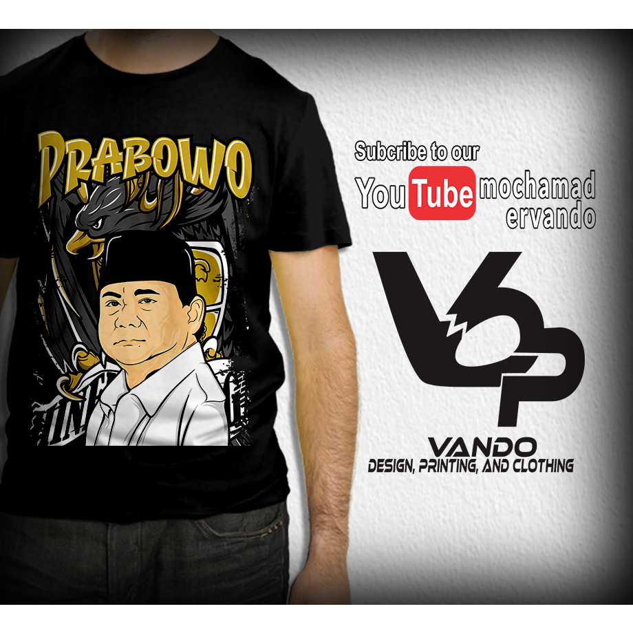 KAOS PRABOWO SUBIANTO / KAOS PRIA DISTRO PRABOWO / PRABOWO SUBIANTO / BAJU HITAM LENGAN PENDEK