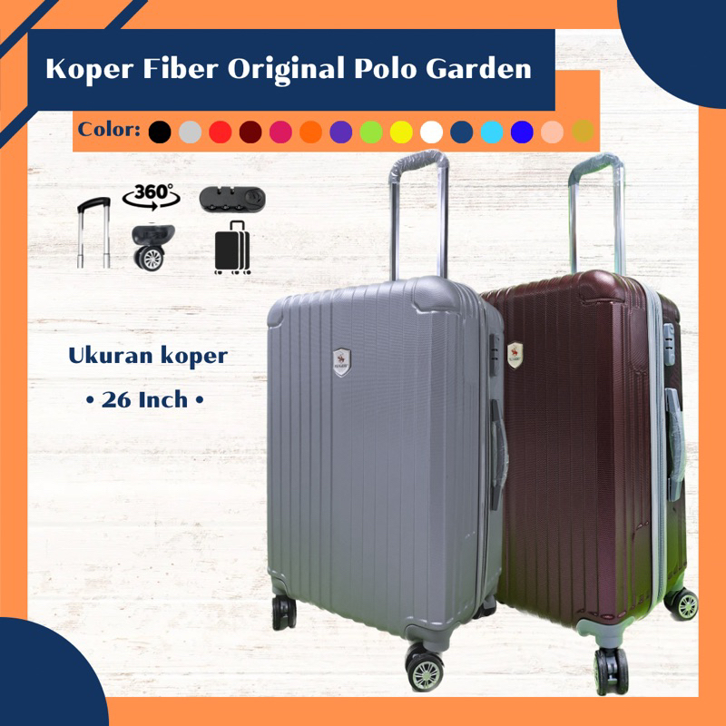 Koper fiber polos Polo Garden 26 inch travel bag luggage bag koper poly carbonate bahan softcase bag