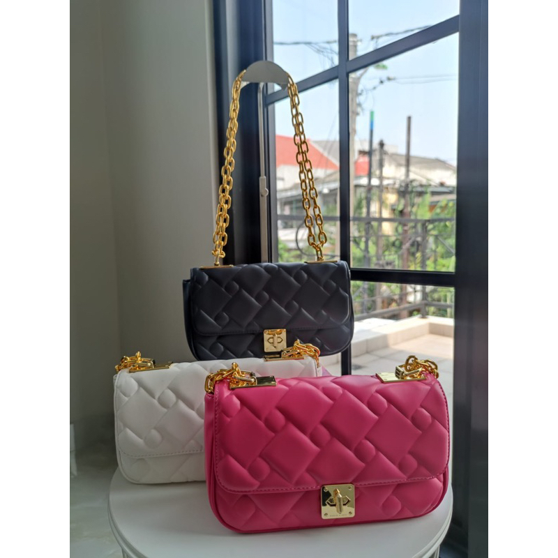 BAGSBUNNY15 • 2in1 Tas Bahu dan Selempang Tas WANITA CK 2078 QUILTED CHAIN TILLIE