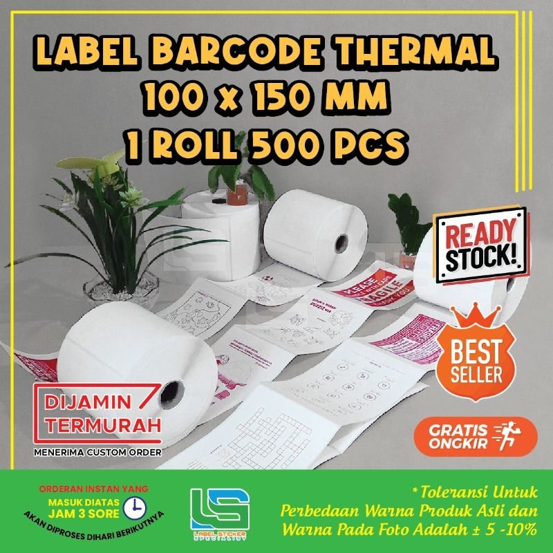 

Label Stiker Thermal 100x150 MM Isi 500 PCS