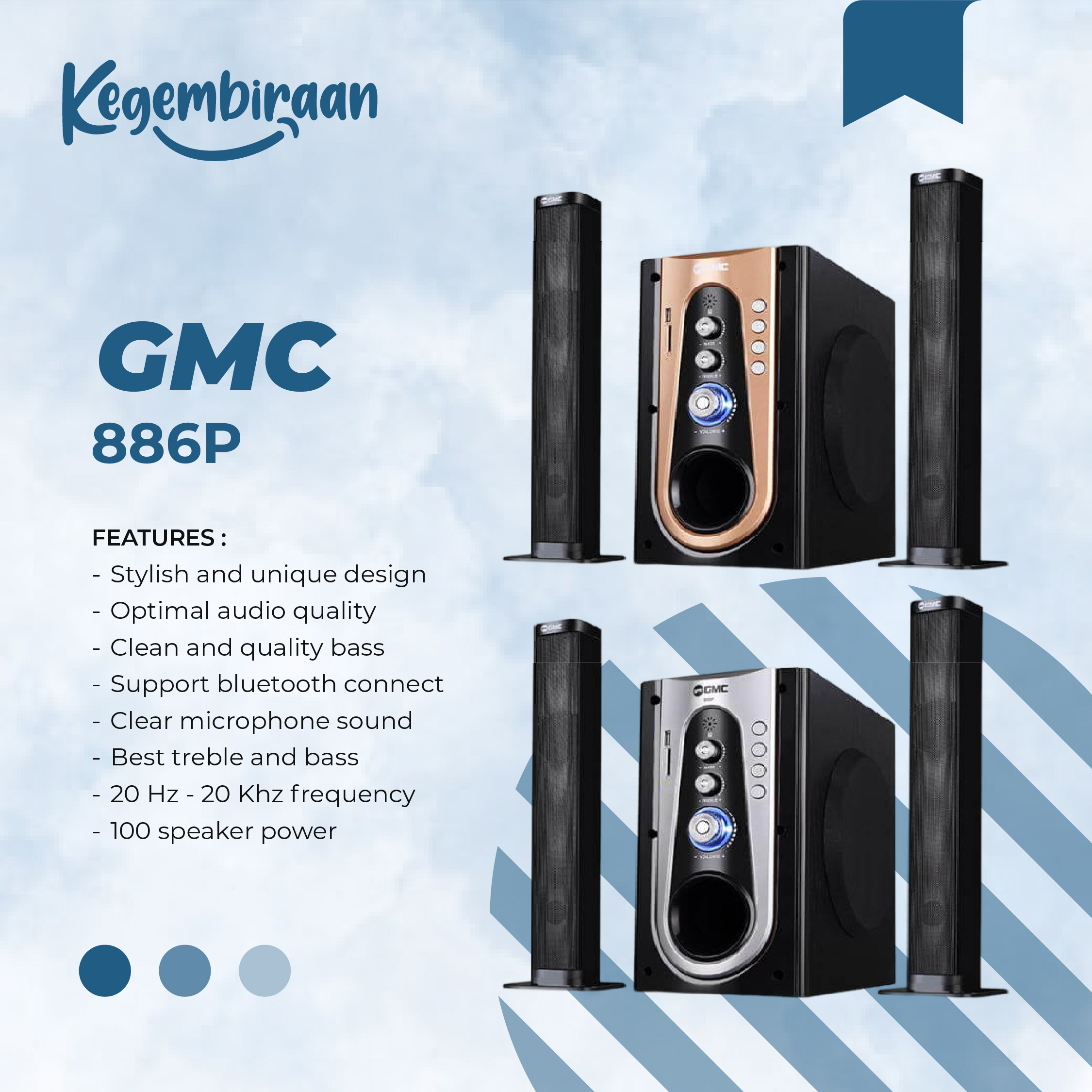 GMC-886P Multimedia Speaker (Bluetooth) 2.1 Extra Boost