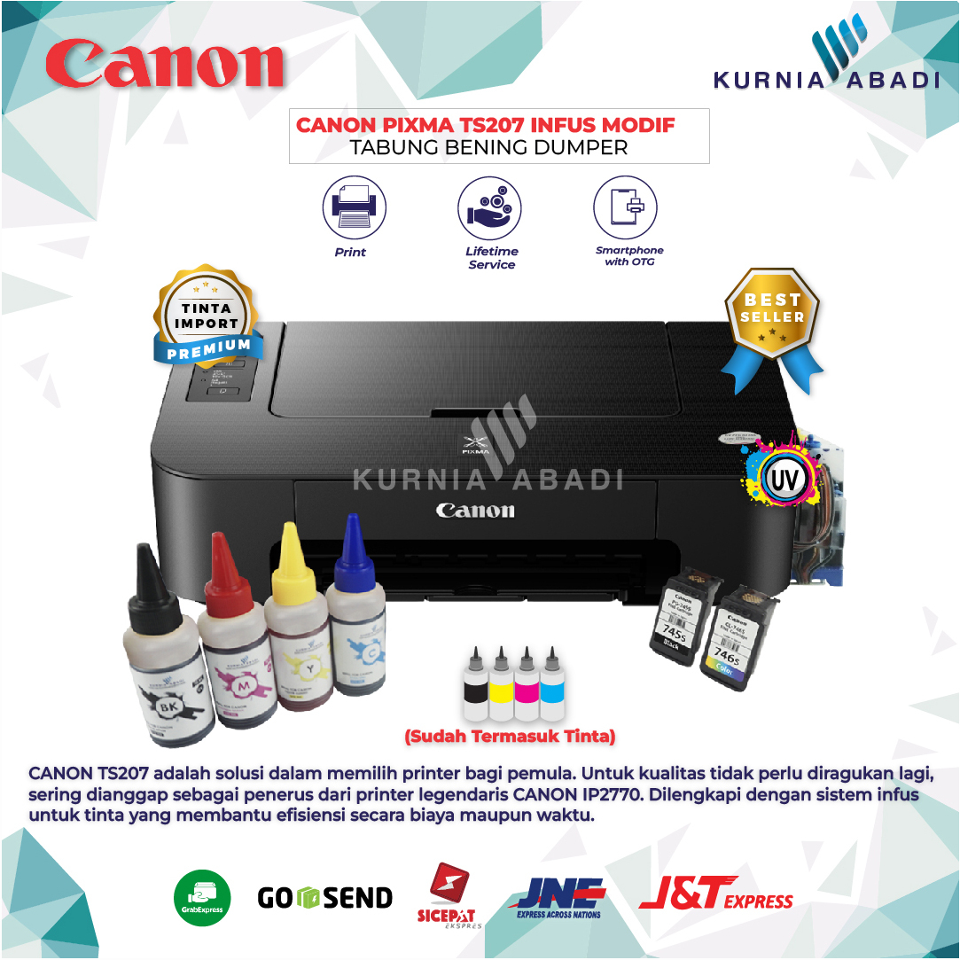 Printer Canon PIXMA TS207 Infus Inkjet 0nly Print Include Dumper