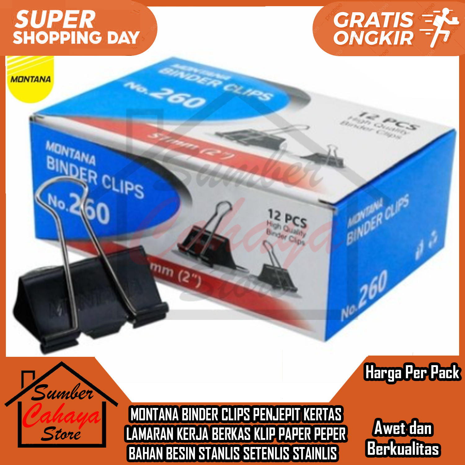 

MONTANA BINDER CLIPS 260 PENJEPIT KERTAS LAMARAN KERJA BERKAS KLIP PAPER PEPER BAHAN BESIN STANLIS SETENLIS STAINLIS SETANLIS CLIP JEPIT BERKAS SEKOLAH FILE FILLE KANTOR