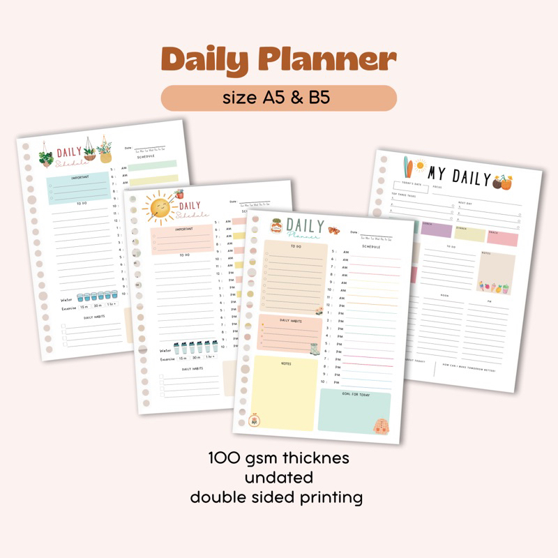 

Loose Leaf Daily Planner - Kertas Isi Binder A5 & B5 - Buku