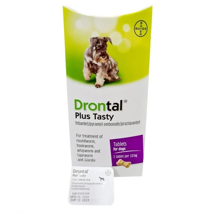 Drontal Plus Tasty Dog, obat cacing anjing per tablet