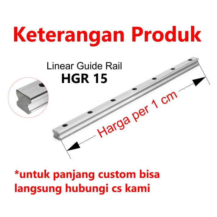 [HAEBOT] HIWIN Linear Guide Rail HGR15R10C HGR 15 15mm 1cm Rel CNC Laser CO2 Router Milling Plasma HGH15 Motion Industri Full Triplek Mesin Mekanik Otomasi