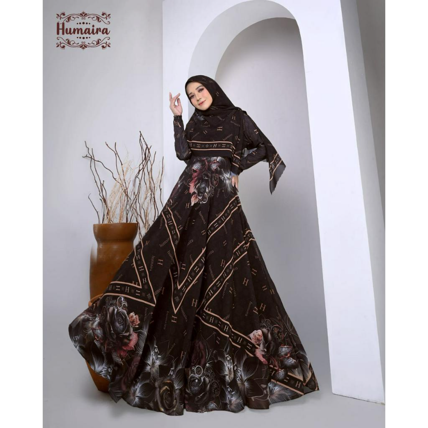 KHANISSA SERIES BY HUMAIRA GAMIS SET SYARI TOKO PUSPITA HIJAB SYARI ALL SIZE CERUTY SWARO FULL PRINT