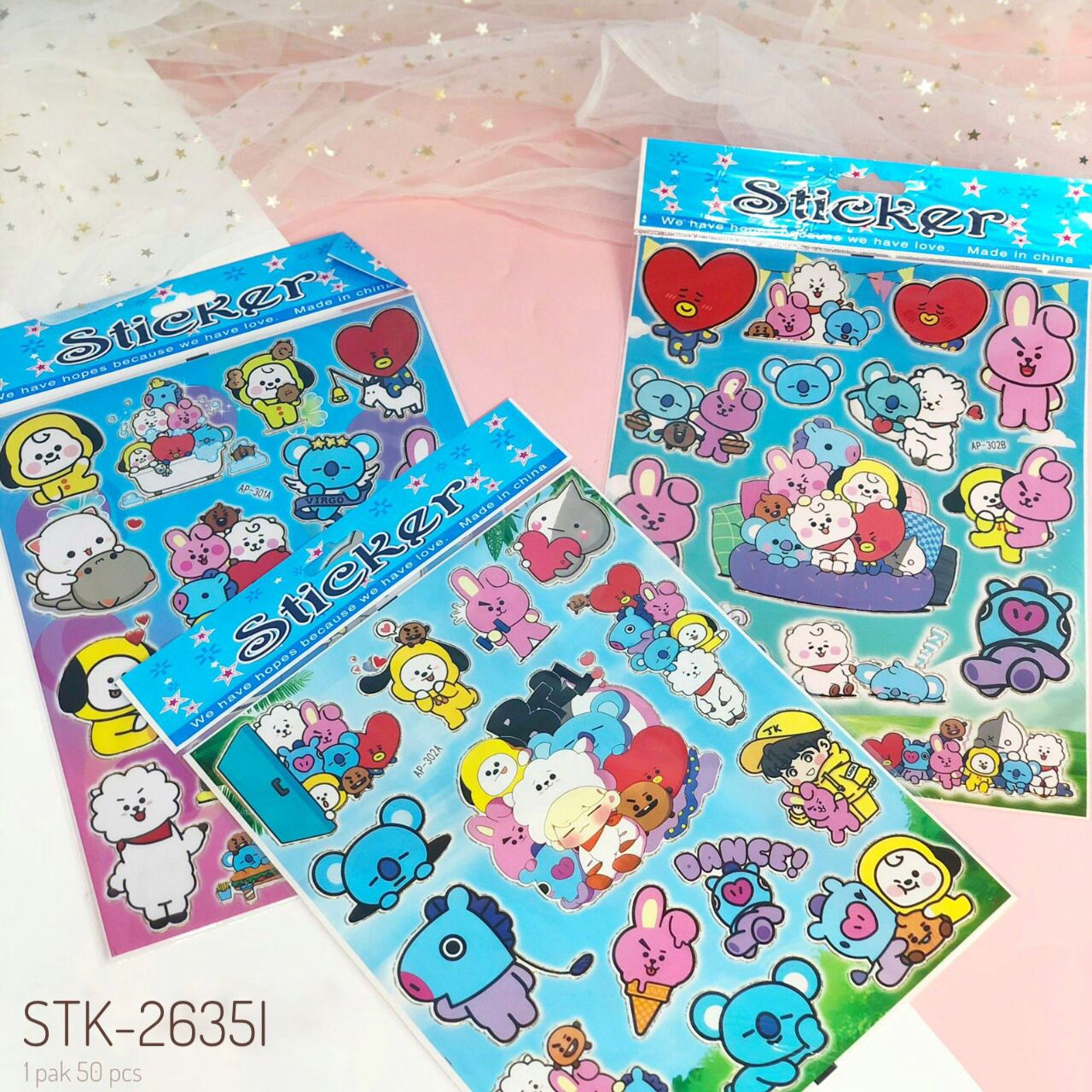 

STICKER TEMPEL MOTIF BTS RANDOM LUCU KD83