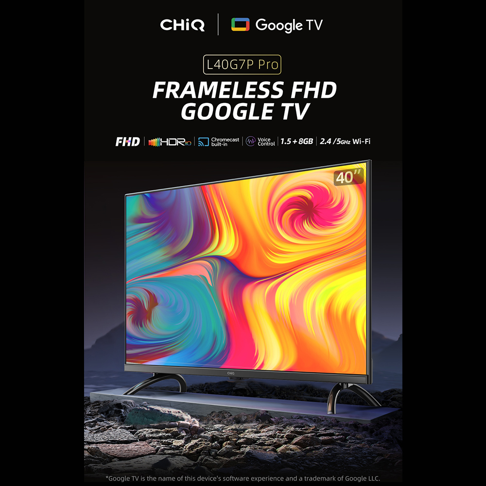 【Google TV】CHiQ 40 inch Smart TV Full HD-HDR10+DBX Dolby Audio Google Assistant Netflix Youtube Digital TV (L40G7P Pro)