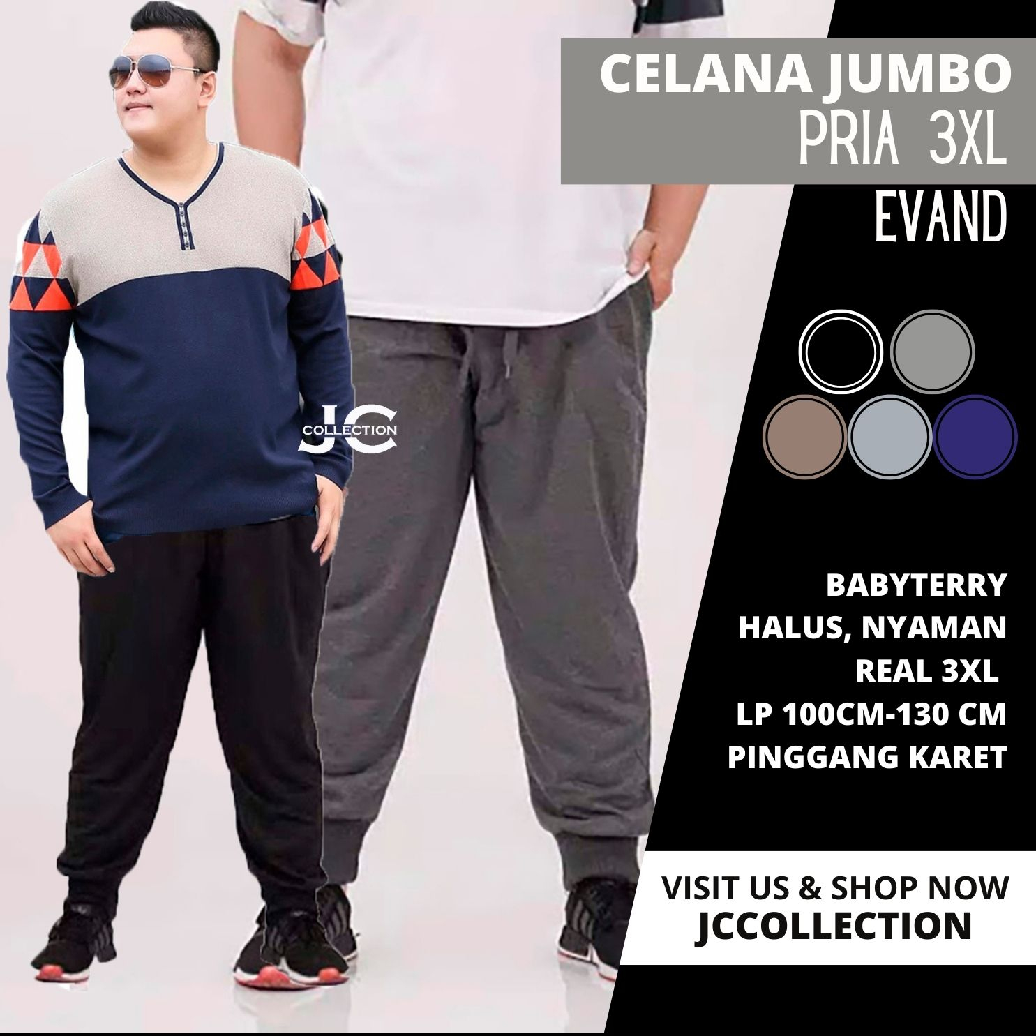 Celana Jogger Pria Jumbo 3XL - Evander / Big Size Training Joger Pants - JCCollections