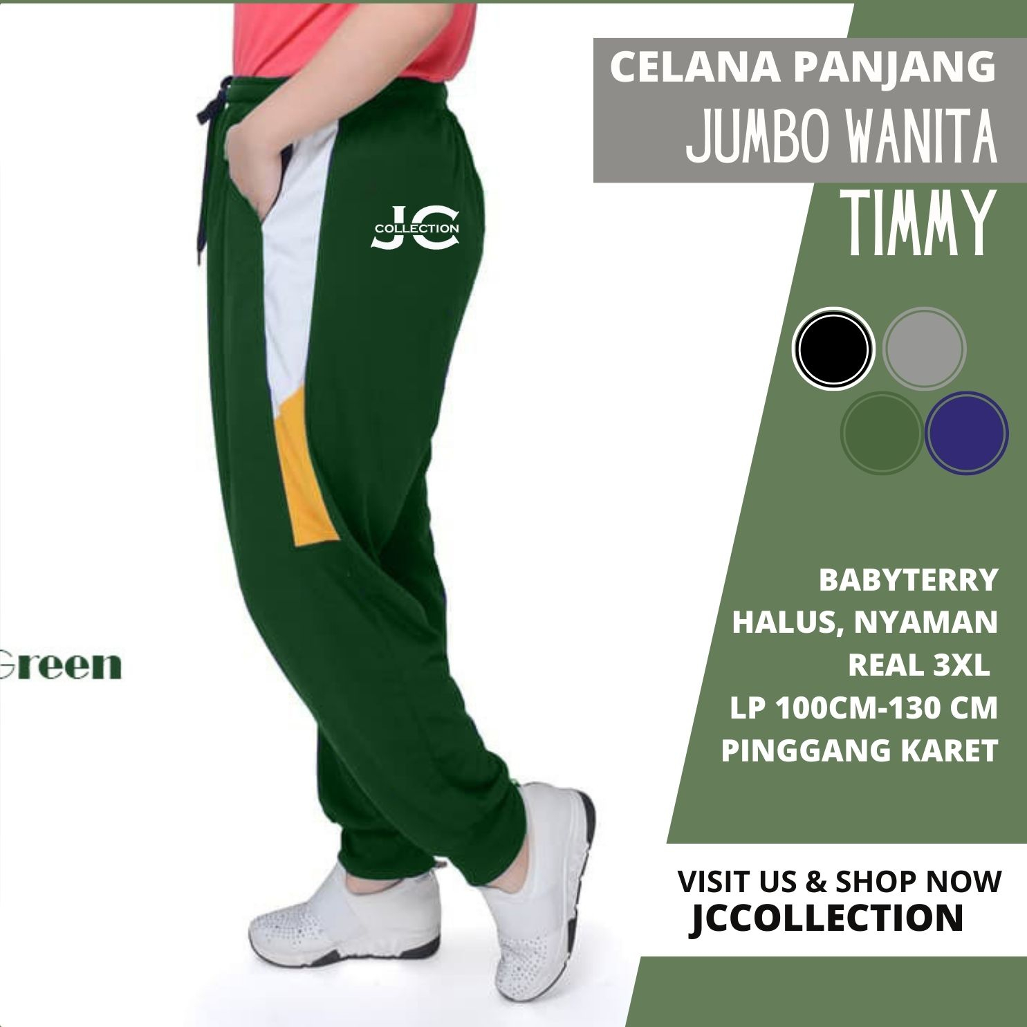 Celana Wanita Jumbo 3XL Big Size Jogger Pants / Celana Training Jumbo Wanita Sweatpants -JCCollections