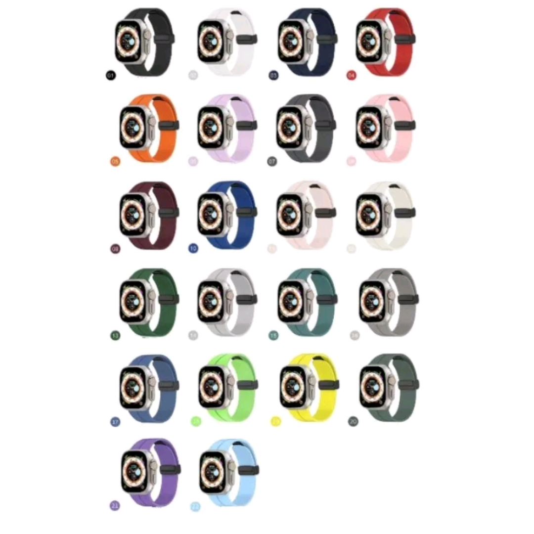 STRAP Silicone MAGNETIC BUCKLE Tali Jam Apple Watch 38mm 42mm 44mm 40mm 41mm 45mm ULTRA Series 1 2 3 4 5 6 7 8 se iwatch