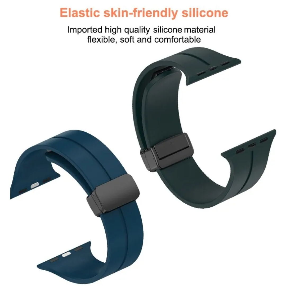 STRAP Silicone MAGNETIC BUCKLE Tali Jam Apple Watch 38mm 42mm 44mm 40mm 41mm 45mm ULTRA Series 1 2 3 4 5 6 7 8 se iwatch