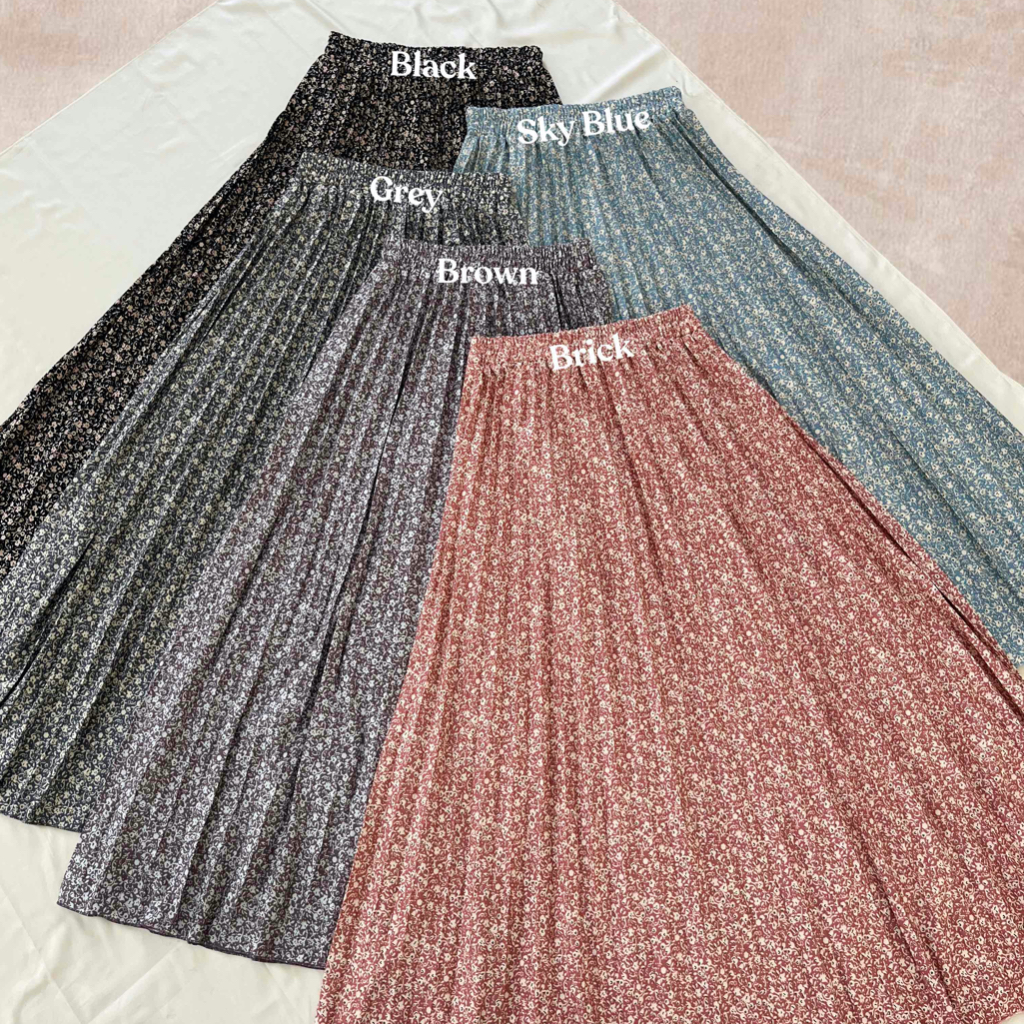 SOPHIE SKIRT - ROK PLISKET MOTIF BUNGA BAHAN HYGET PREMIUM