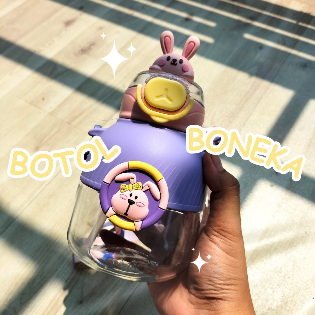 Botol Air Minum Sekolah Aksesories Anak Boneka Karakter Viral 550ML Bpa Free