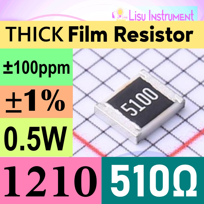 510R 1210 (3225 metric) ±1% THICK Film Resistor SMD 510Ω ±100ppm/°C 0.5W 5100