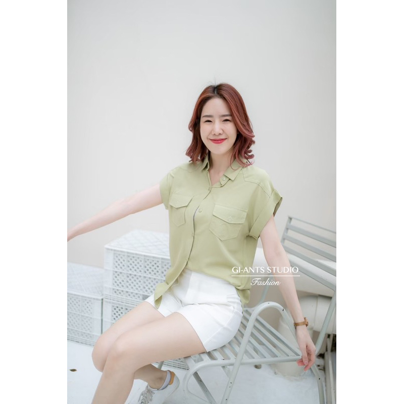 KEMEJA GIANTS BASIC BLOUSE IMPORT BANGKOK (BJFS131)