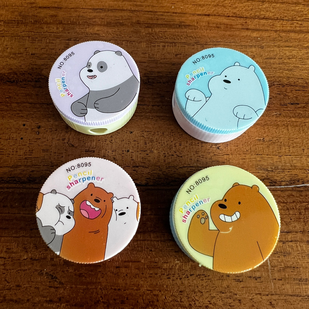 Serutan Pensil Bergambar Karakter WBB We Bare Bears Varian Berwarna Rautan Pencil Cute Adorable Funny Stationary Stuff Ice Bear Grizz Panda Pengasah Mempertajam Mengasah Alat Tulis Anak Sekolah SD TK SMP Colourful Cartoon Kartun Grosir Prakarya Malang