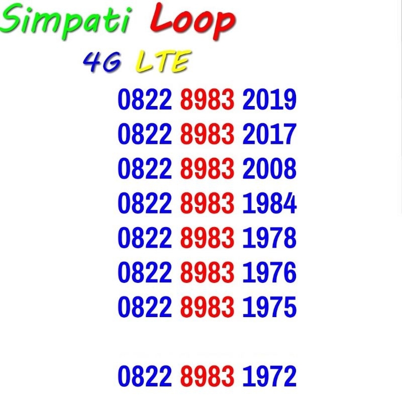Nomor Cantik Simpati Loop Seri Tahun Lahir