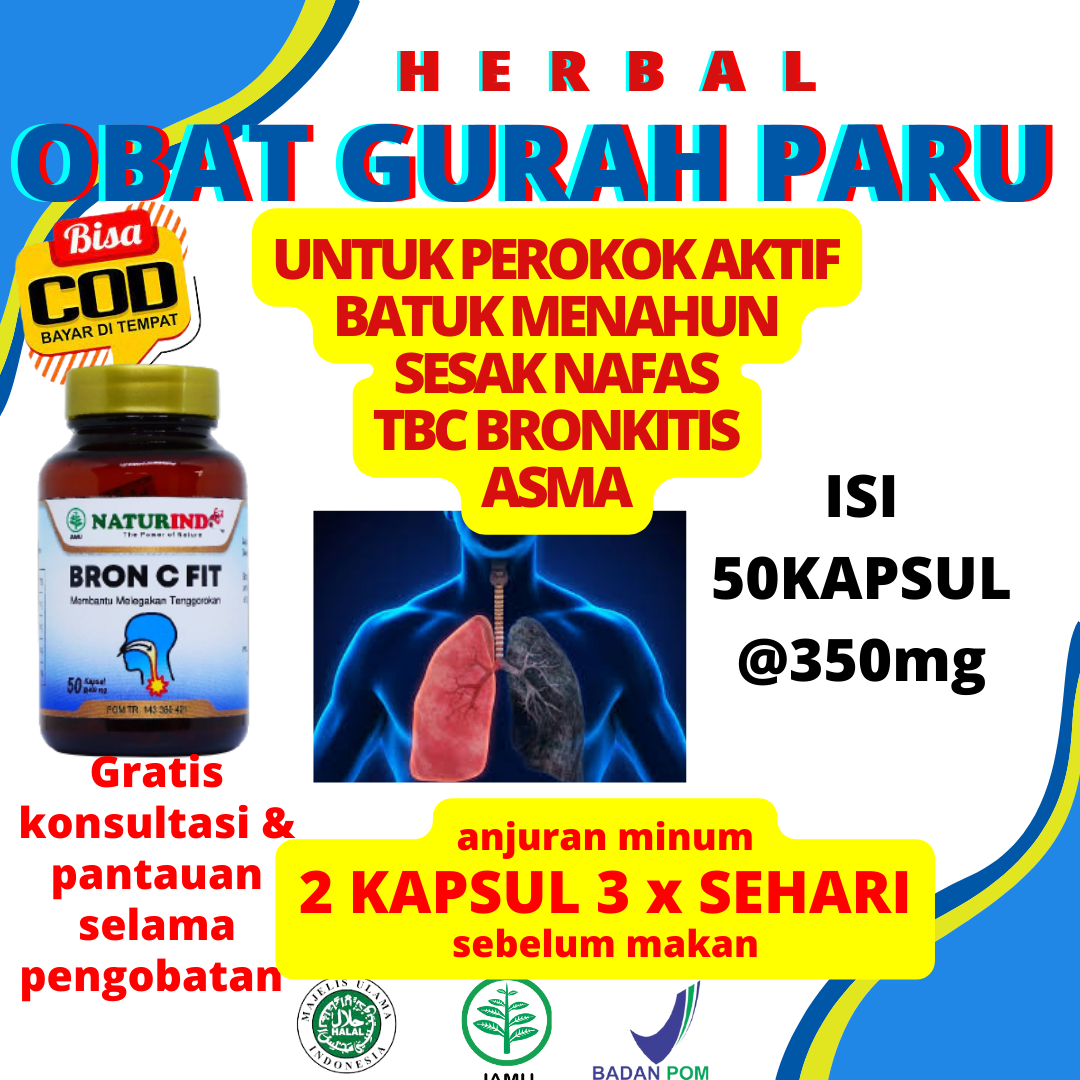 Naturindo Bron c fit 50 kapsul Obat Gurah Dahak Obat Paru Paru Obat Gurah Obat Paru Paru Basah Obat 
