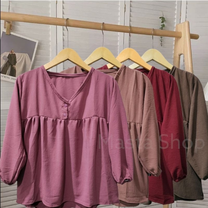 Baju Wanita Terbaru Bahan Crinkle, Blouse Crinkle Murah