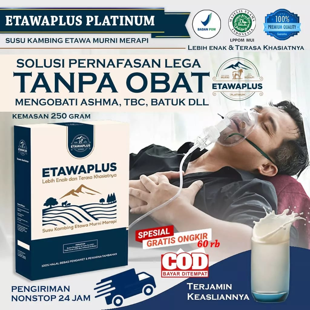 

Etawaplus Platinum / Etawaku Platinum Untuk Obat Pernafasan / Susu Kambing / Susu Etawa 1 Box