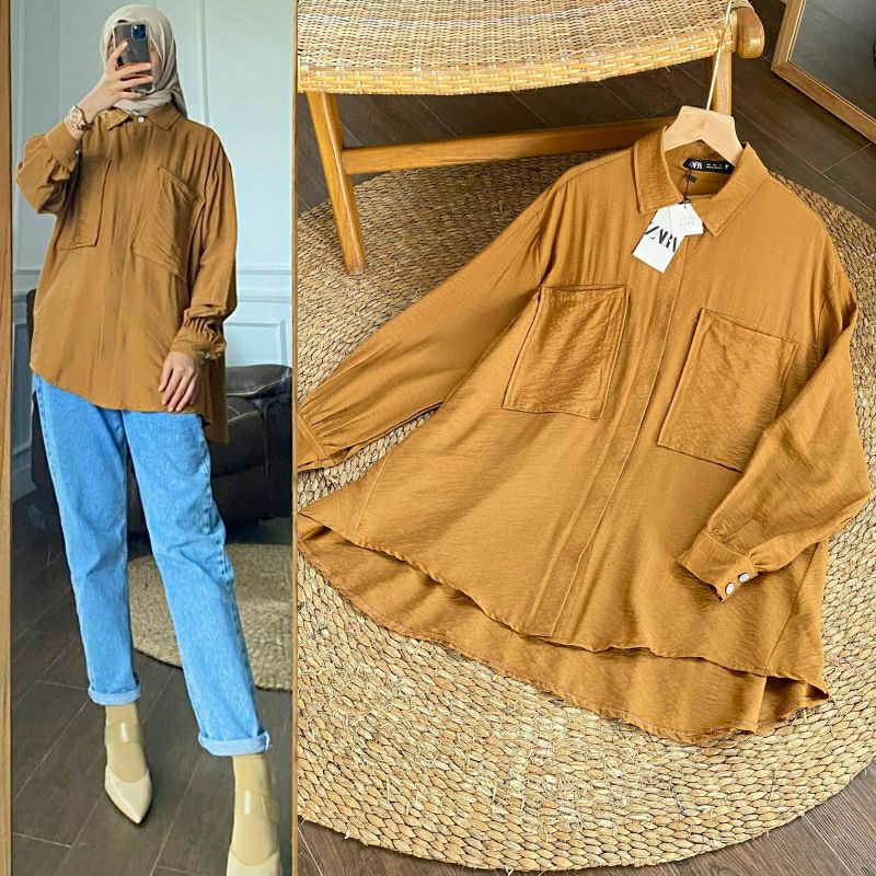 Paris Zara Top, BLOUSE / TOP / KEMEJA WANITA JUMBO POLOS CANTIK MODIS FIT XXXL LD 130 BAHAN POLO LINEN PREMIUM KANCING AKTIF TERMURAH OOTD KEKINIAN TERLARIS