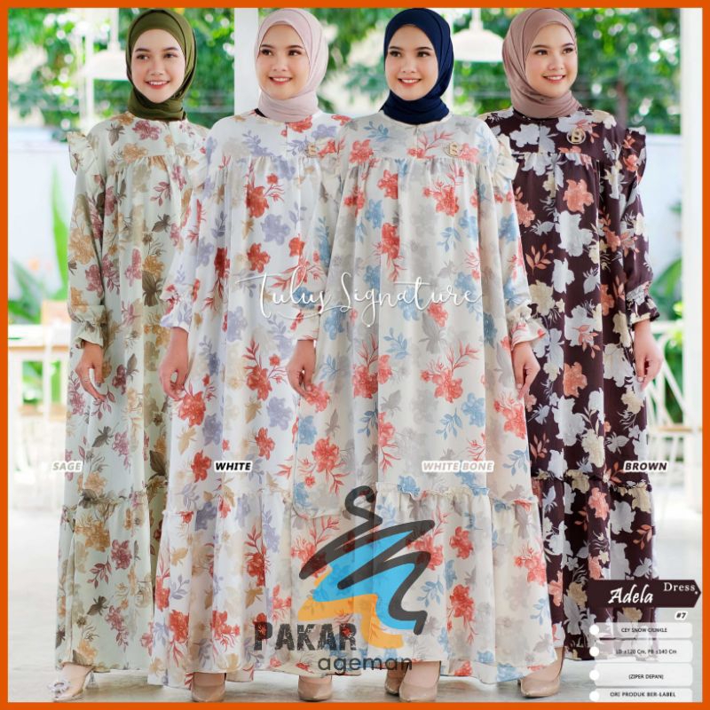 TULUS SIGNATURE ADELA DRESS Maxi Dres Long Wanita Kekinian Oversize Jumbo LD 110 120 130