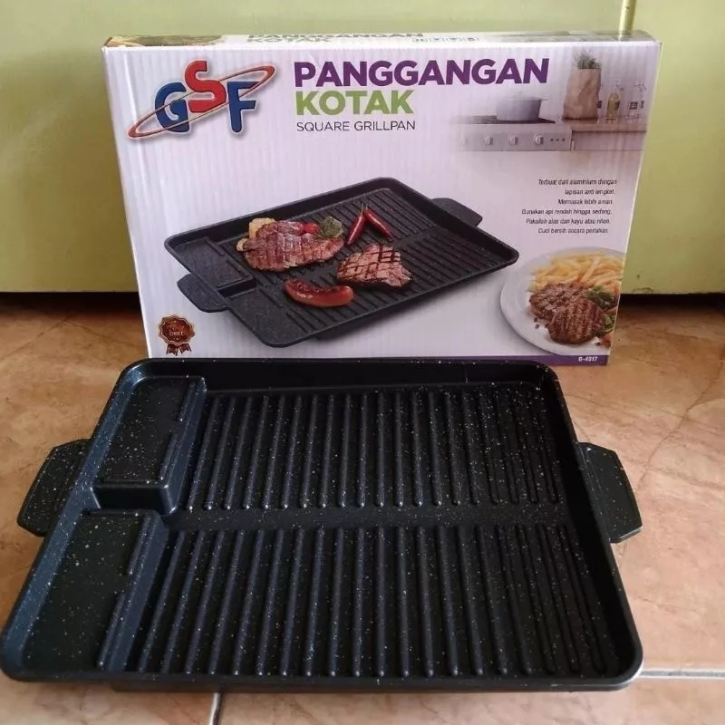 Square grill pan gsf 4517 anti lengket panci panggang bbq grill pan anti lengket gsf