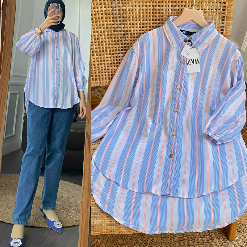 Fuji Zara Top, KEMEJA/TOP/BLOUSE WANITA CANTIK MODIS FIT XXL LD 116 BAHAN KATUN JEPANG PREMIUM KANCING AKTIF TERMURAH TERLARIS OOTD KEKINIAN