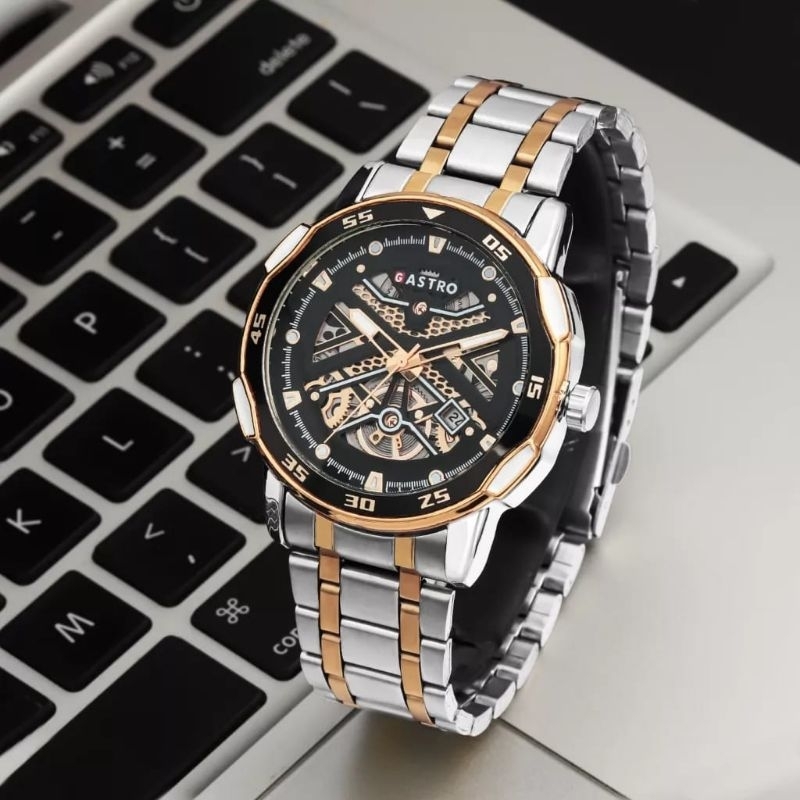 Gastro Sport - Jam Tangan Pria Gastro G-076-L Tangal Aktif Strap Rantai Stainless Stell