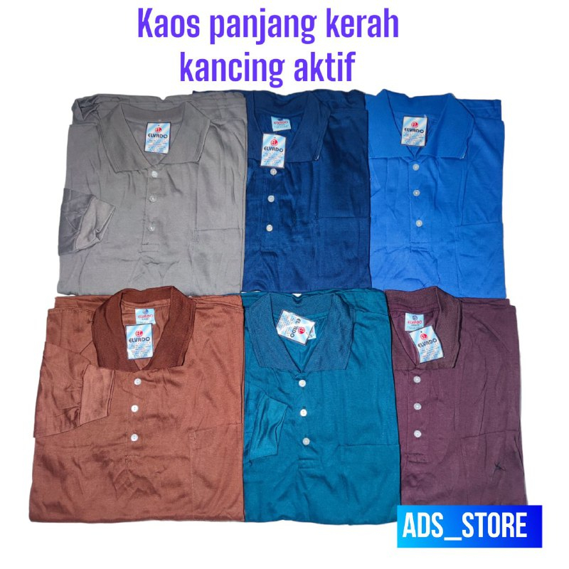 ELVADO Kaos Kerah Pria Lengan Panjang JUMBO BIG SIZE