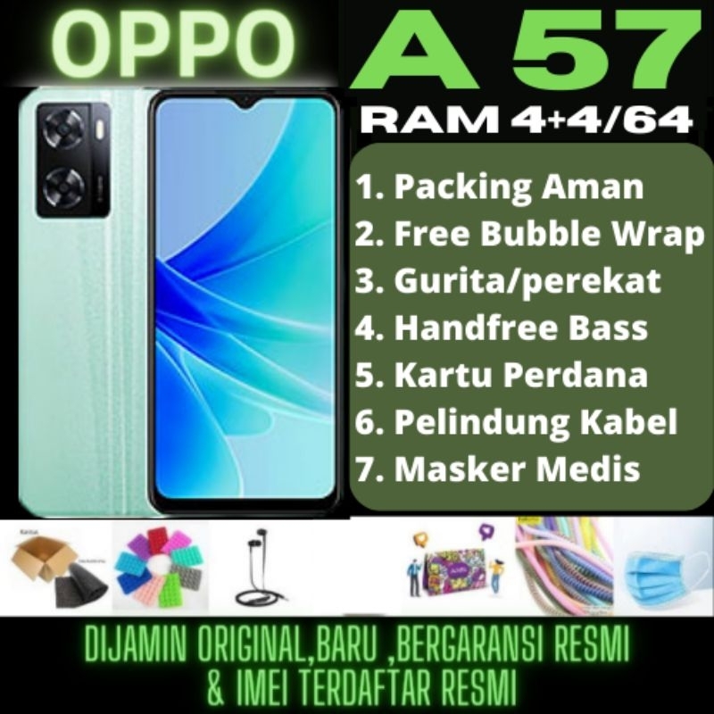 OPPO A57 RAM 4+4 64 , OPPO A57 4+4/64 , Oppo A57 , Oppo A57 8/64 , oppo a57 , NEW SEGEL DAN BERGARANSI RESMI